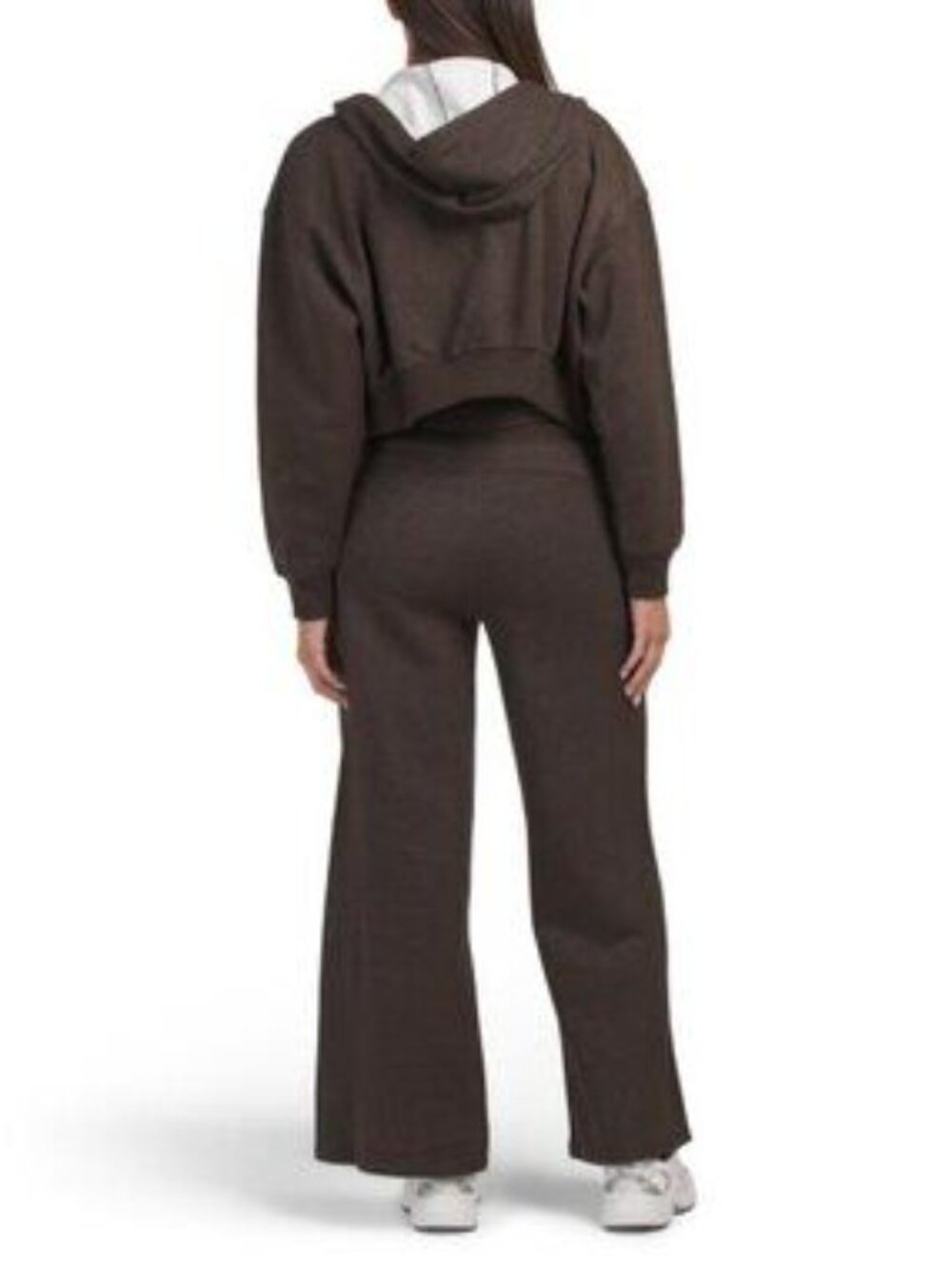 YOGALICIOUS 3pc Baby Fleece Hoodie Corset Tank Top And Wide Leg Pants Set - Picture 2 of 5